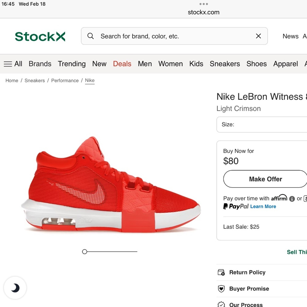 LeBron Witness 8 Light Crimson size 13M NWOT